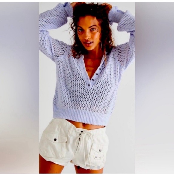 #101. NWT Free People snow drift light blue sweater - Picture 6 of 12